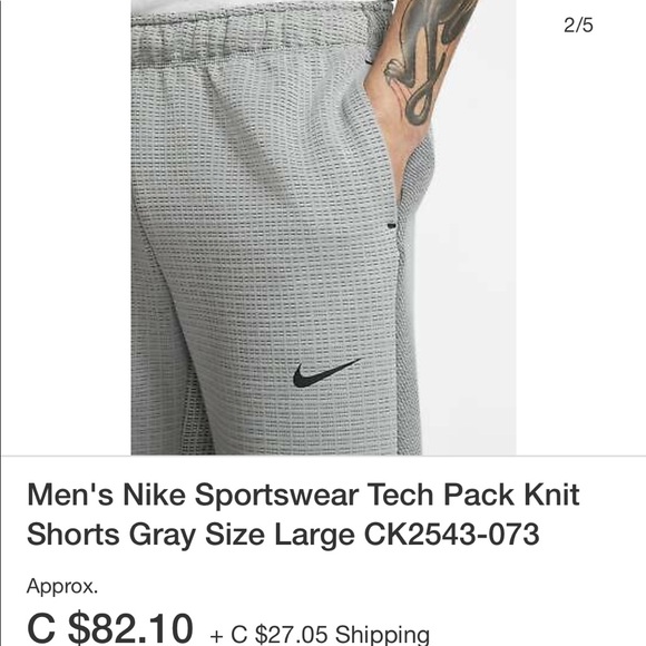Men's Nike Sportswear Tech Pack Knit Shorts Gray - Picture 6 of 9